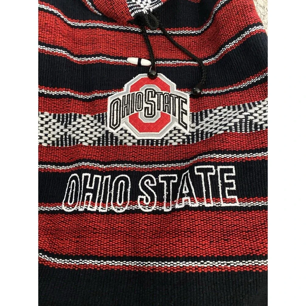 Ohio State University Knitted Backpack OSU Drawstring Red Black White Tote Bag